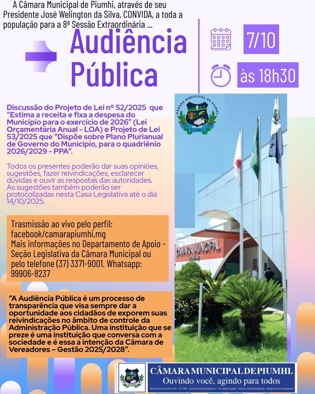 AUDIÊNCIA PÚBLICA – 07/10/2025 às 18h30