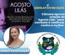 CÃMARA APROVA CRIAÇÃO DO ‘AGOSTO LILÁS’ PARA COMBATE À VIOLÊNCIA CONTRA A MULHER