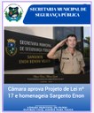 CÂMARA APROVA PROJETO DE LEI Nº 17 E HOMENAGEIA SARGENTO ENON 