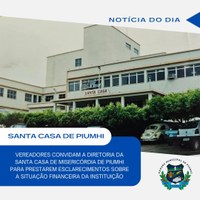 CÂMARA CONVIDA DIRETORES DA SANTA CASA PARA REUNIÃO