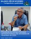 CÂMARA MUNICIPAL APRESENTA BALANÇO DAS ATIVIDADES LEGISLATIVAS DE NOVEMBRO DE 2025.