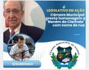 CÂMARA MUNICIPAL PRESTA HOMENAGEM A “NENÉM DO CLARINDO”  COM NOME DE RUA