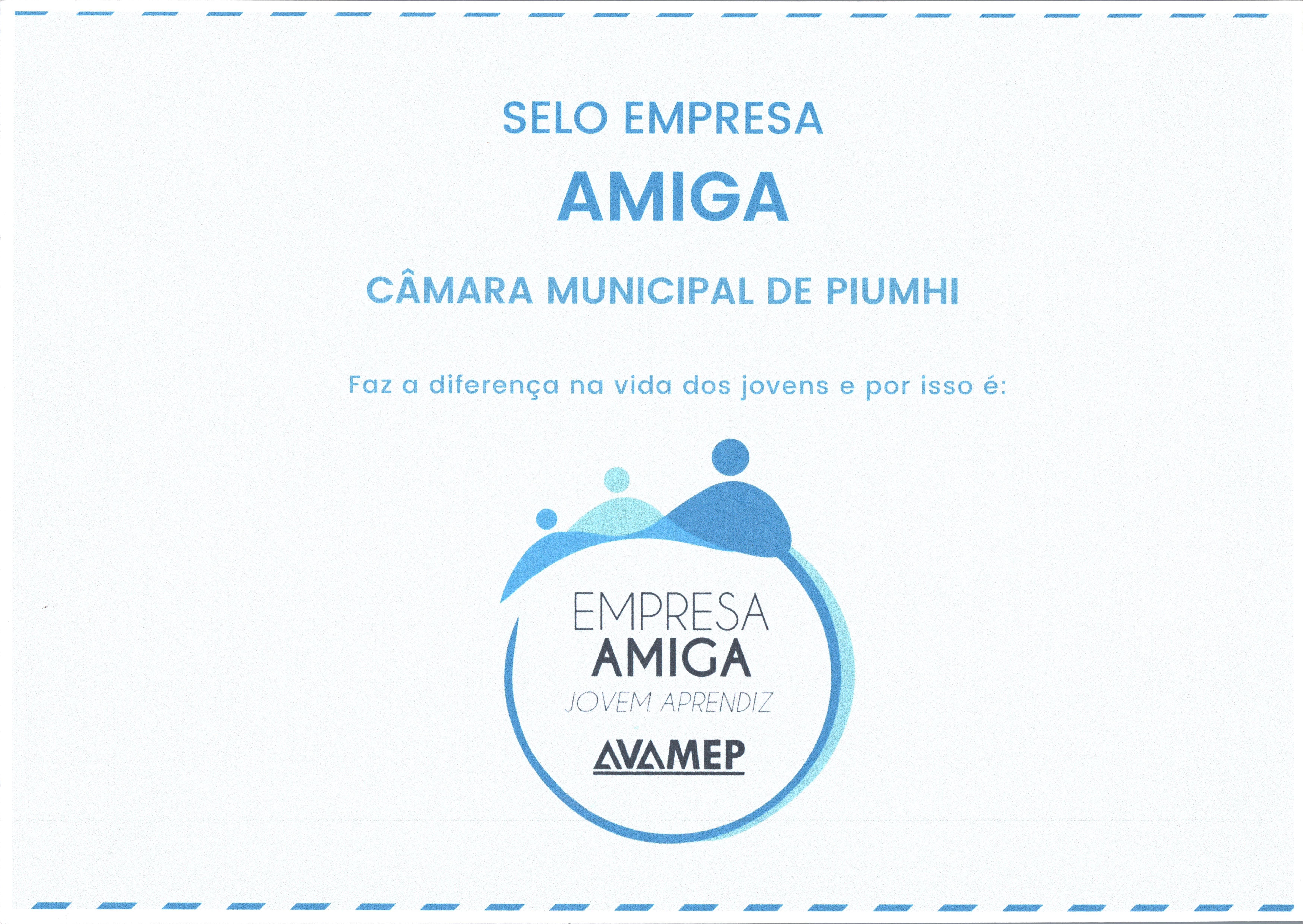 Câmara Piumhi recebe selo Empresa Amiga