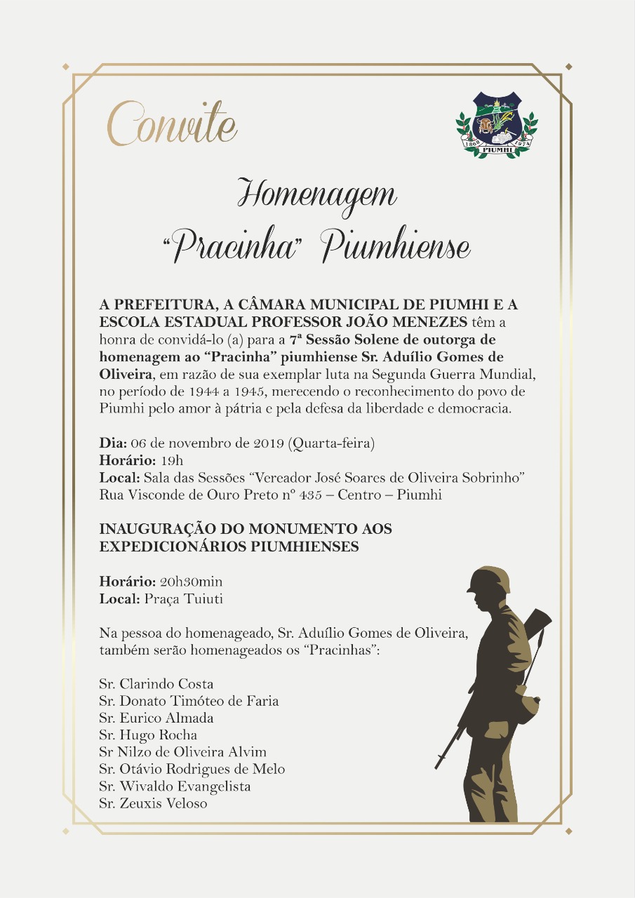 Convite: Homenagem "Pracinha" Piumhiense