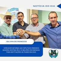 DEPUTADO EMIDINHO MADEIRA DESTINA R$ 2,74 MILHÕES EM EMENDAS PARA INSTITUIÇÕES DE PIUMHI