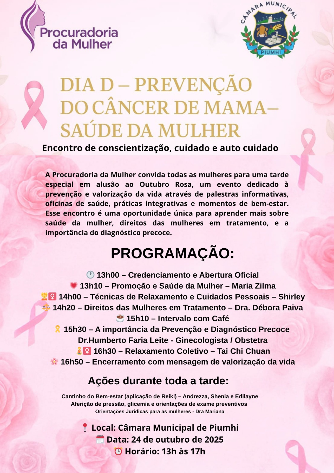 DIA DA - PREVENÇÃO AO CÂNCER DE MAMA E SAÚDE DA MULHER