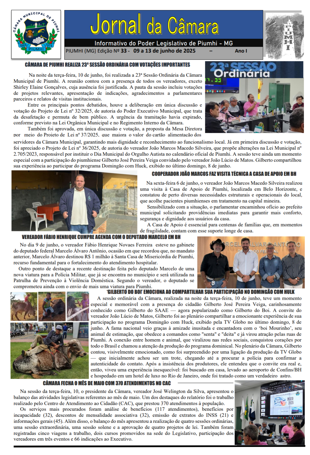 INFORMATIVO Nº 33 DA CÂMARA MUNICIPAL DE PIUMHI