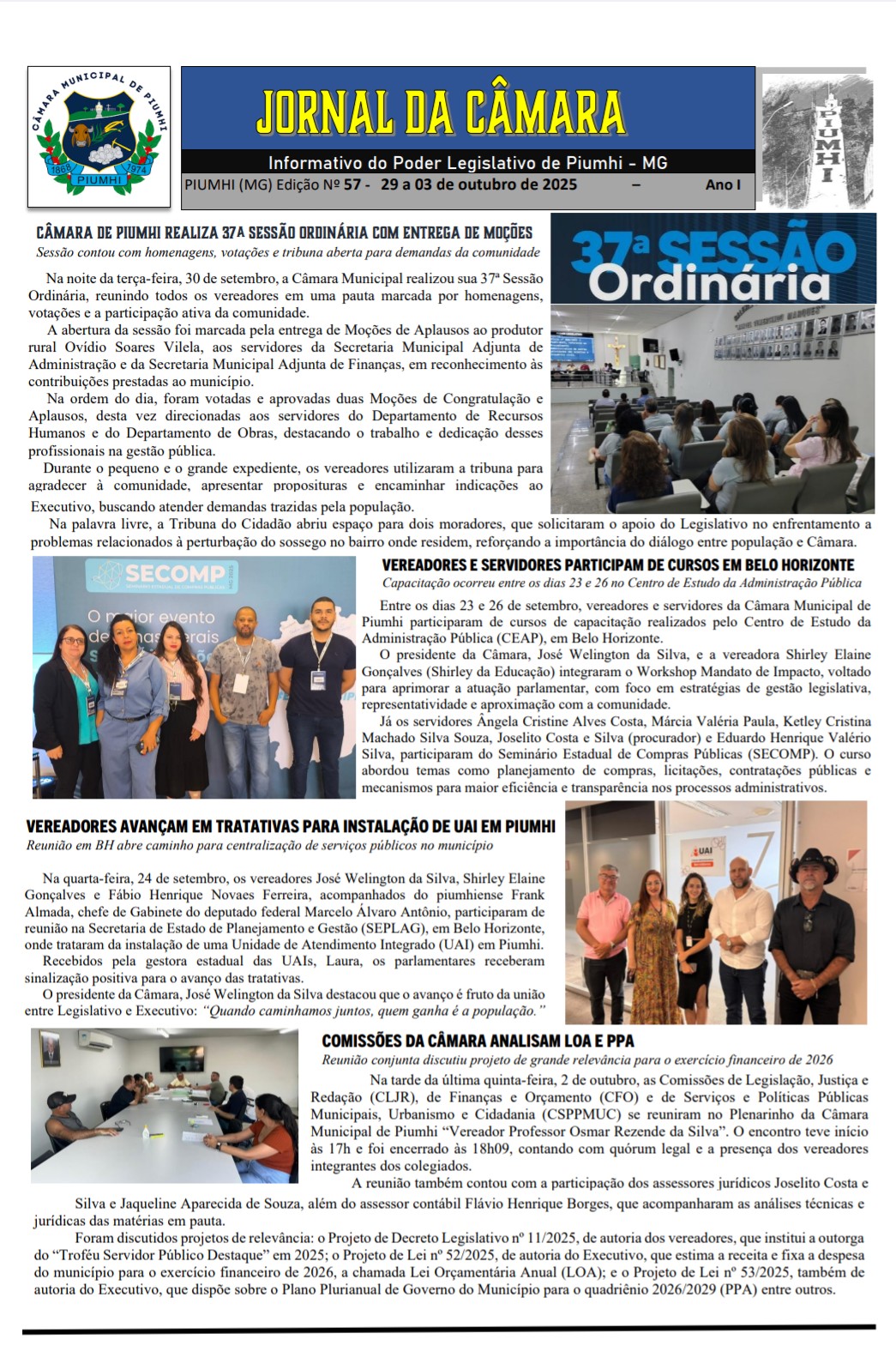 PUBLICADO A EDIÇÃO N° 57 DO JORNAL DA CÂMARA 