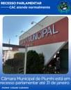 RECESSO PARLAMENTAR DA CÂMARA MUNICIPAL DE PIUMHI VAI ATÉ O DIA 31 DE JANEIRO