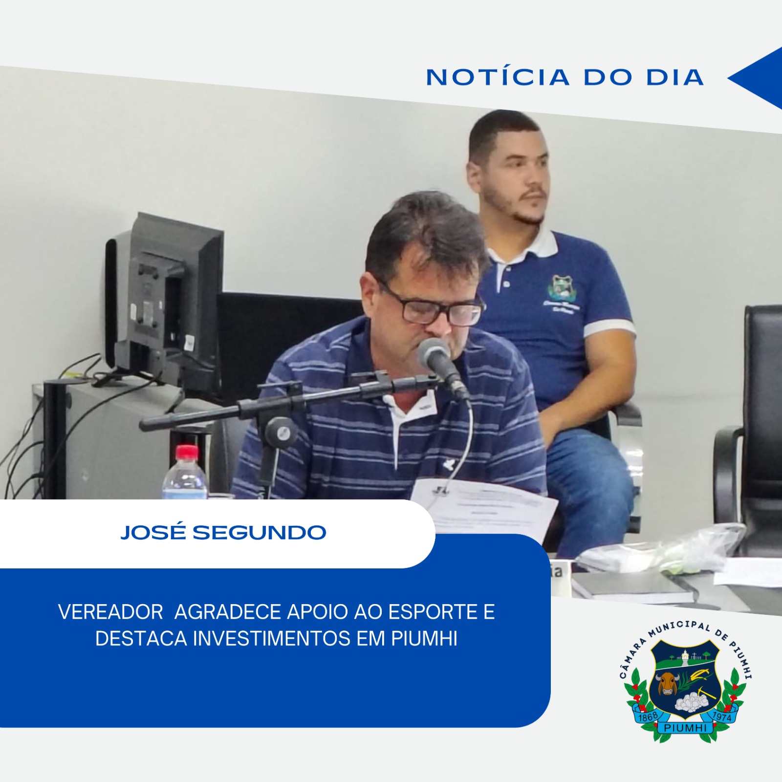 VEREADOR JOSÉ SEGUNDO AGRADECE APOIO AO ESPORTE E DESTACA INVESTIMENTOS EM PIUMHI