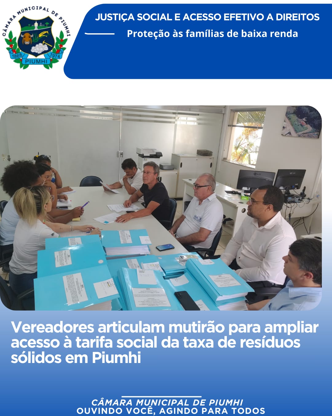 VEREADORES ARTICULAM MUTIRÃO PARA AMPLIAR ACESSO À TARIFA SOCIAL DA TAXA DE RESÍDUOS SÓLIDOS EM PIUMHI